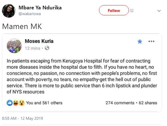 Mbare ya ndurika wakariowa follow mamen mk moses kuria 12 mins inpatients escapi