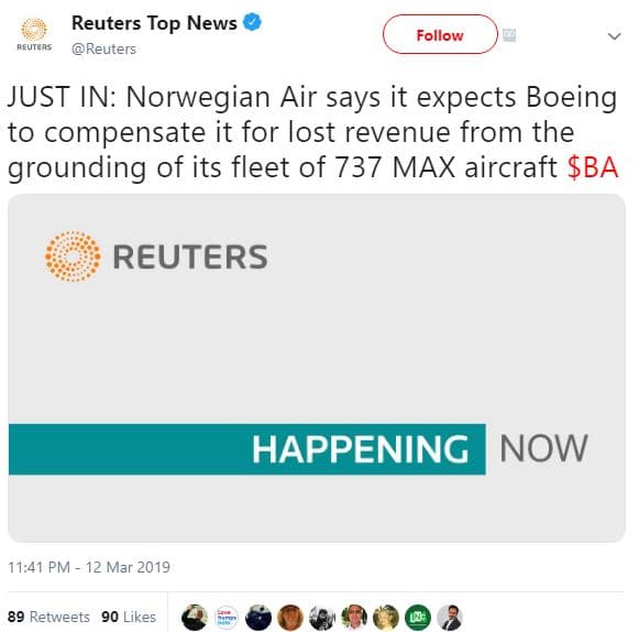 Reuters top news reutens reuters follow just in norwegian air says it expects bo