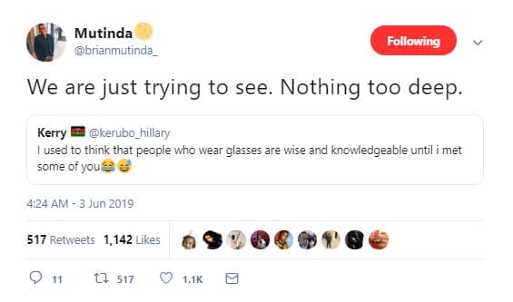 Mutinda brianmutinda following we are just trying to see_ nothing too deep kerry