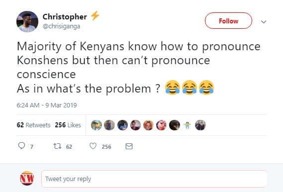 Christopher chrisiganga follow majority of kenyans know how to pronounce konshen