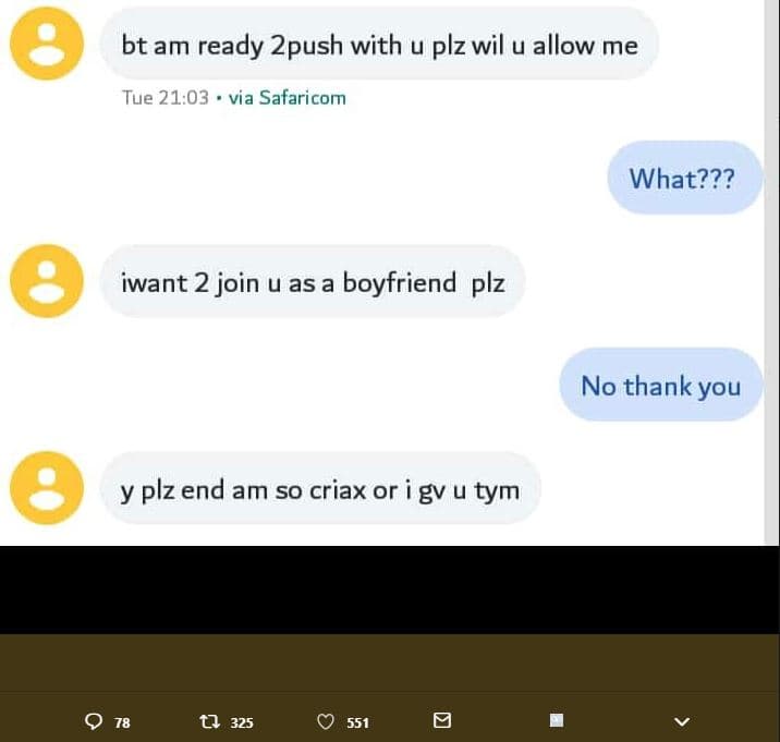 8 bt am ready 2push with u plz wil u allow me tue 21.03 via safaricom what??? 8