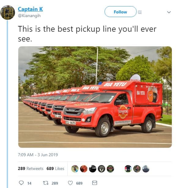 Captain k kianangih follow this is the best pickup line you'll ever see 88a vv b