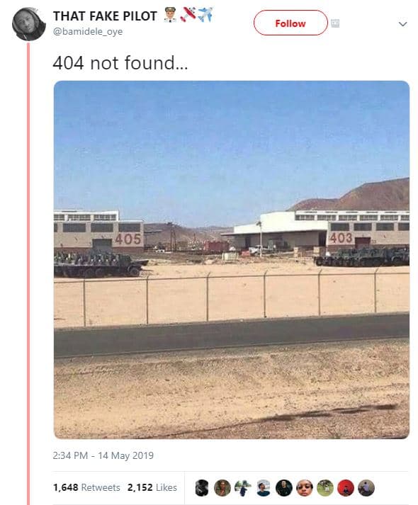 That fake pilot bamidele_oye follow 404 not found. 405 403 2.34 pm may 1,648 ret