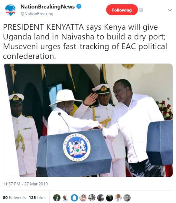 Nationbreakingnews nationbreaking following president kenyatta says kenya will g