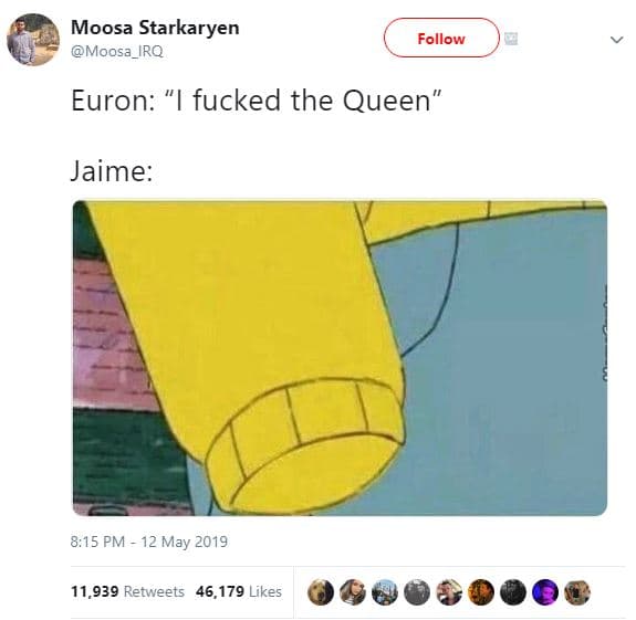 Moosa starkaryen moosa_irq follow euron fucked the queen jaime 8,15 pm 12 may 11