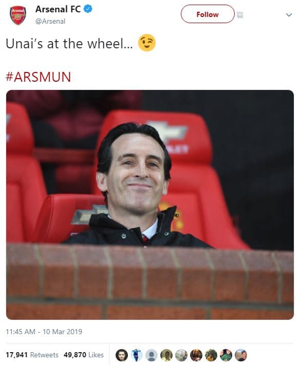 Arsenal fc arsenal follow unai's at the wheel.. arsmun 11.45 am 10 mar 17,941 re