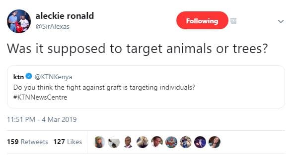 Aleckie ronald siralexas following was it supposed to target animals or trees? k