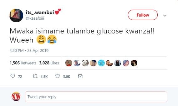 Its_wambui kaaaroili follow mwaka isimame tulambe glucose kwanza!! wueeh 4,20 pm
