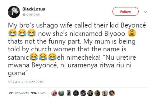 Blacklotus jowyjowy follow my bro's ushago wife called their kid beyoncé aa2 now