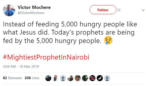 Victor mochere victormochere follow instead of feeding 5,000 hungry people like