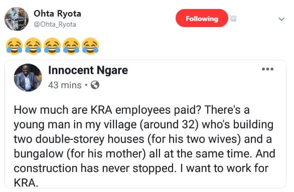 Ohta ryota ohta_ryota following innocent ngare 43 mins how much are kra employee