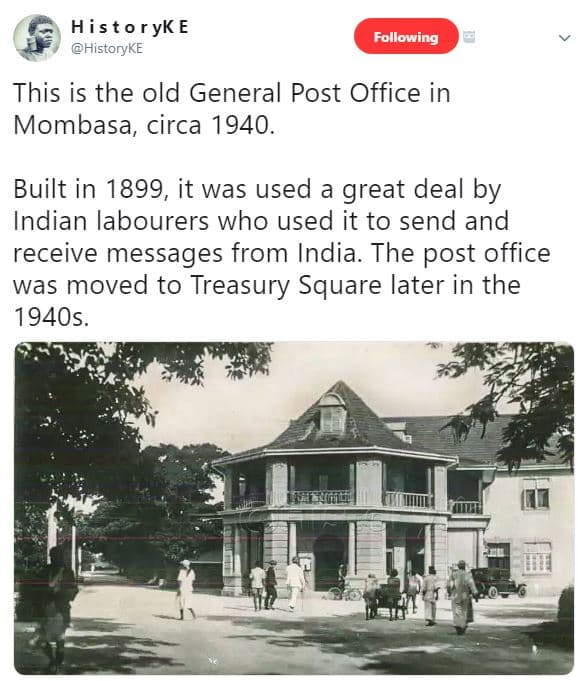 Historyk e historyke following this is the old general post office in mombasa, c