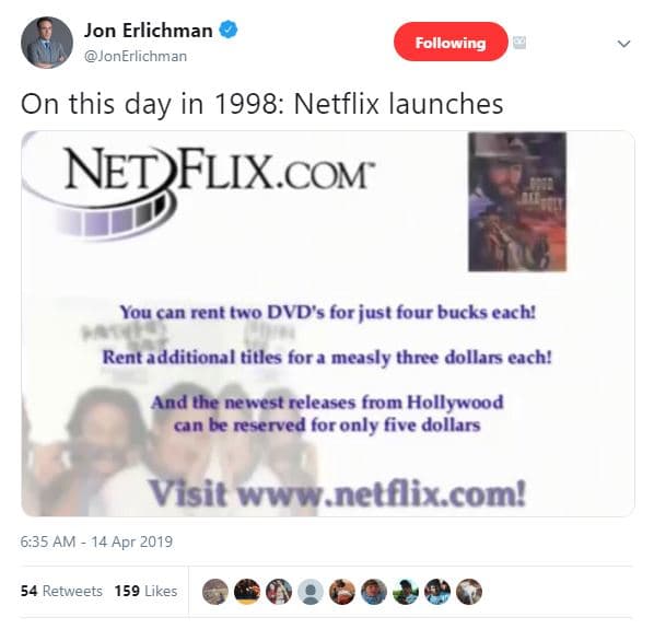 Jon erlichman jonerlichman following on this day in netflix launches netflix com