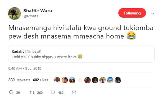 Shaffie waru mwass following mnasemanga hivi alafu kwa ground tukiomba pew desh