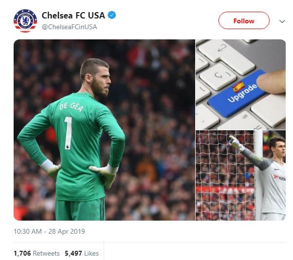 Chelsea fc usa chelseafcinusa follow 'de ge 10.30 am 28 apr 1,706 retweets 5,497