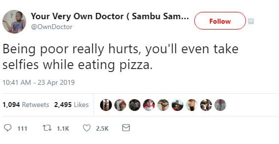 Your very own doctor sambu sam owndoctor follow being poor really hurts, you'll
