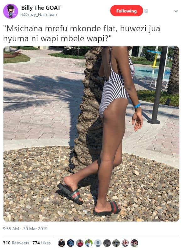 Billy the goat crazy_nairobian following msichana mrefu mkonde flat huwezi jua n