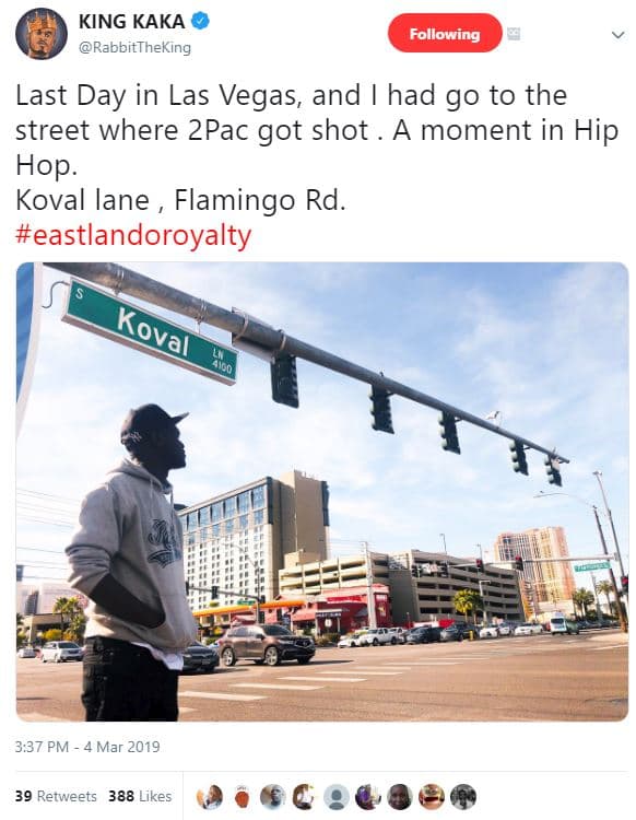 King kaka rabbittheking following last day in las vegas and had go to the street