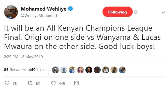 Mohamed wehliye wehliyemohamed following it will be an all kenyan champions leag