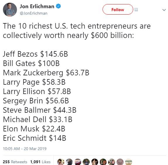 Jon erlichman jonerlichman follow the 10 richest u.s. tech entrepreneurs are col