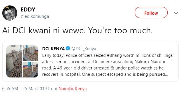 Eddy edikomunga follow ai dci kwani ni wewe you're too much dci kenya dci_kenya