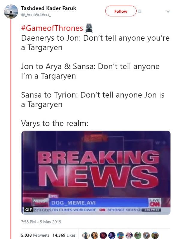 Tashdeed kader faruk _venividiveci _ follow gameofthrones daenerys to jon don't