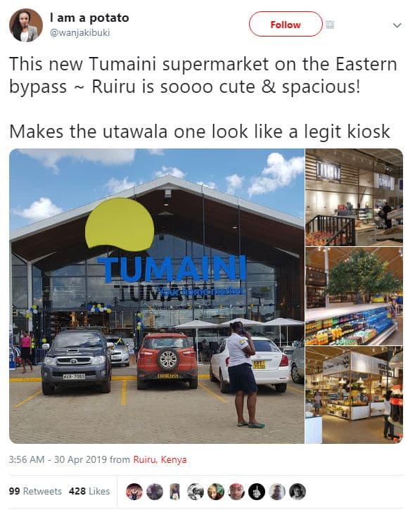 Lam a potato wanjakibukı follow this new tumaini supermarket on the eastern bypa