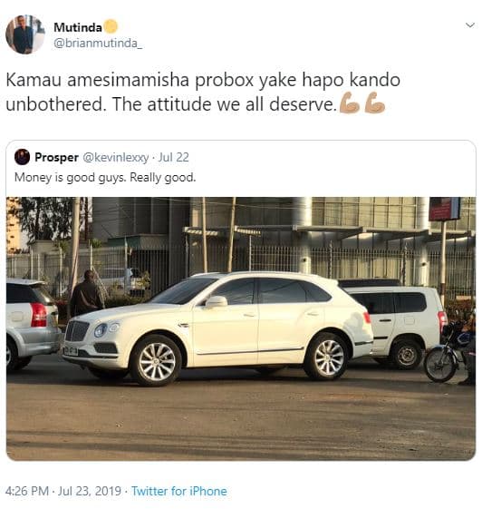 Mutinda brianmutinda kamau amesimamisha probox yake hapo kando unbothered. the a