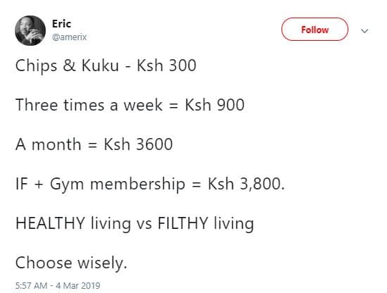 Eric amerıx follow chips kuku ksh 300 three times a week ksh 900 a month ksh if