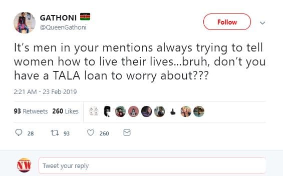 Gathoni queengathoni follow it's men in your mentions always trying to tell wome