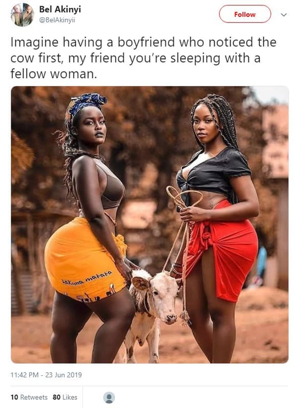 Bel akinyi belakinyii follow imagine having boyfriend who noticed the cow first