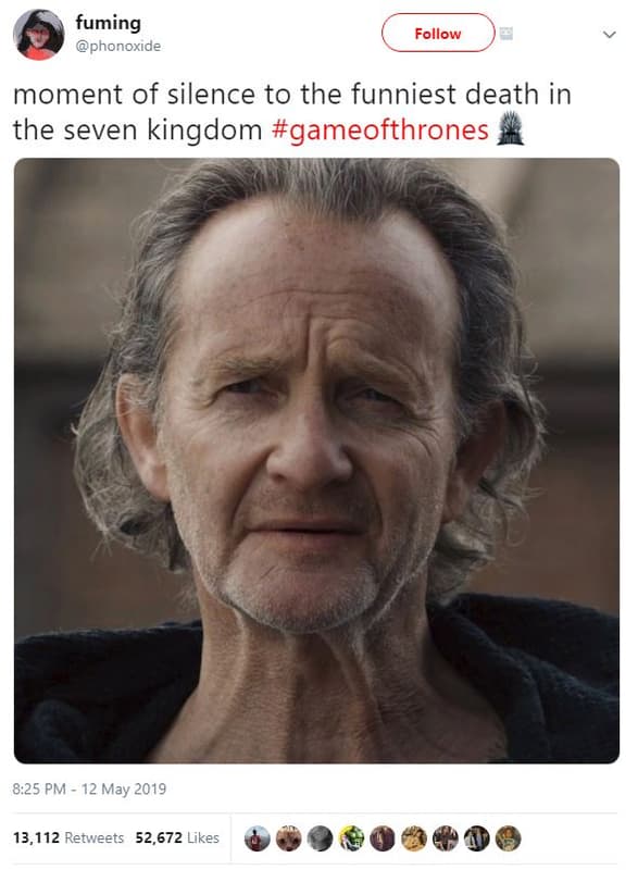 Fuming phonoxiae follow moment of silence to the funniest death in the seven kin