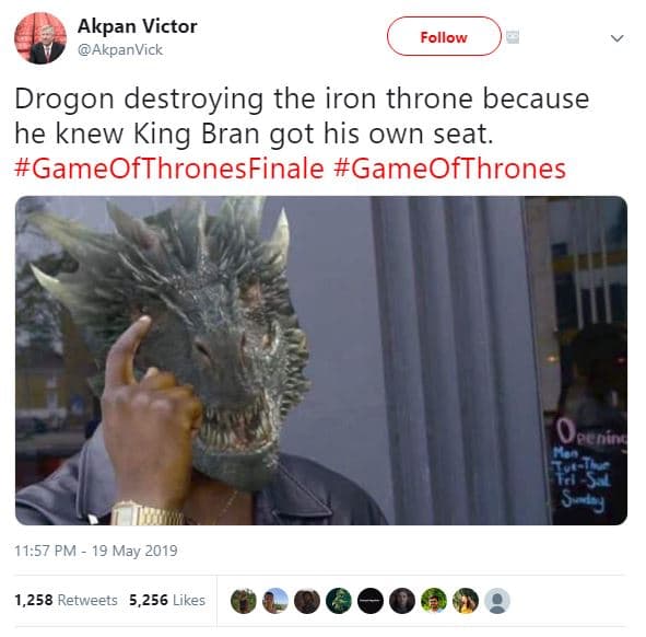 Akpan victor akpanvick follow drogon destroying the iron throne because he knew