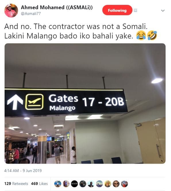 Ahmed mohamed asmali asmali77 following and no. the contractor was not a somali.