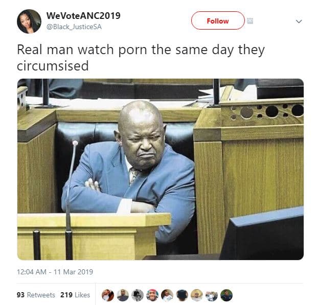Wevoteanc2019 black_justicesa follow real man watch porn the same day they circu
