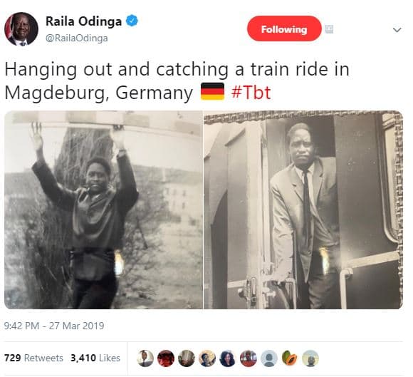 Raila odinga railaodinga following hanging out and catching a train ride in magd