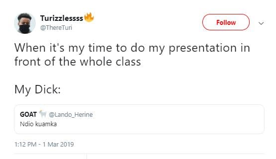 Turizzlessss thereturi follow when it's my time to do my presentation in front o