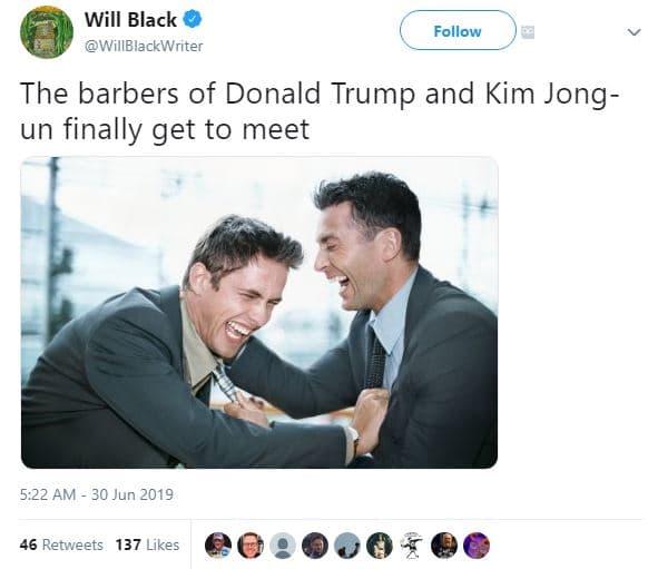 Will black willblackwriter follow the barbers of donald trump and kim jong un fi