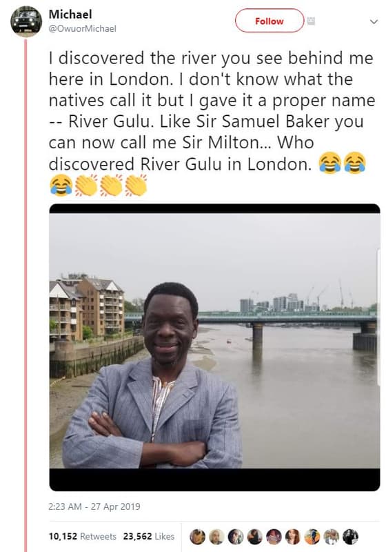 Michael owuormichael follow discovered the river you see behind me here in londo