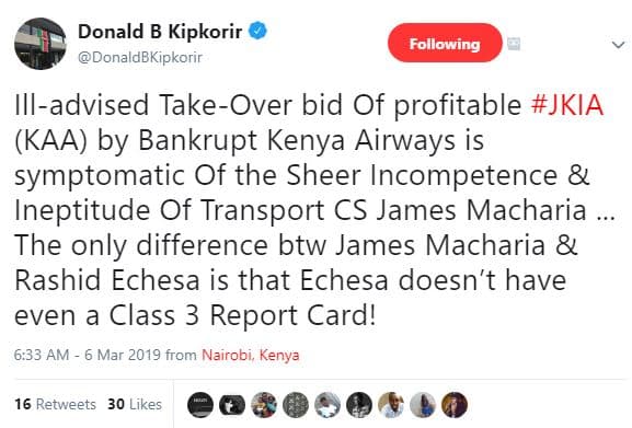 Donald b kipkorir donaldbkipkorir following illadvised takeover bid of profitabl