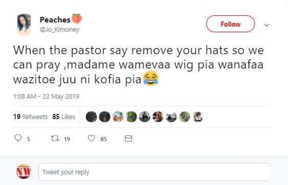 Peaches jo_kimoney follow when the pastor say remove your hats so we can pray ,m