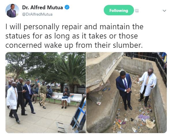 Dr. alfred mutua dralfredmutua following will personally repair and maintain the