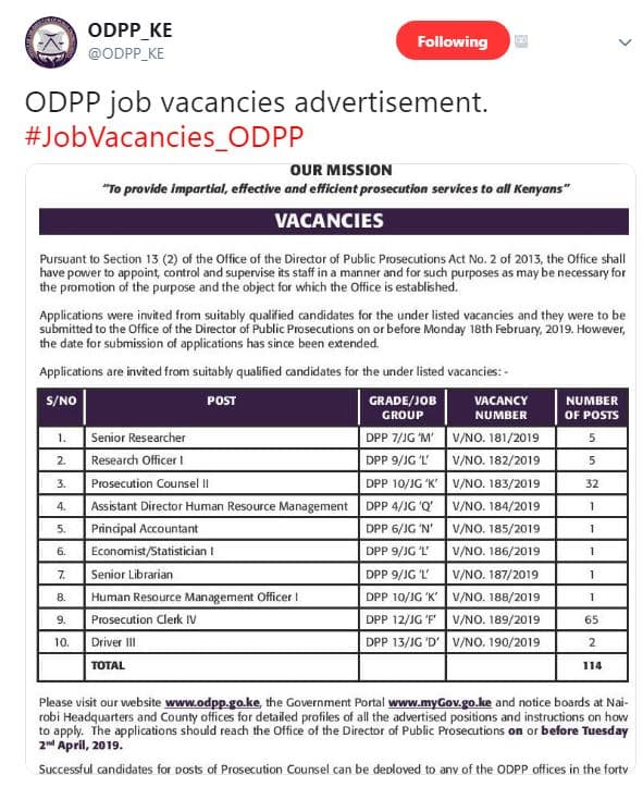 Odpp ke odpp_ke following odpp job vacancies advertisement. jobvacancies_odpp ou