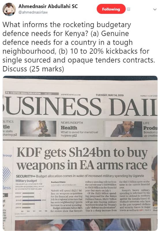 Ahmednasir abdullahi sc ahmednasirlaw following what informs the rocketing budge