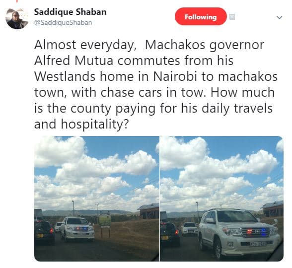 Saddique shaban saddiqueshaban following almost everyday machakos governor alfre
