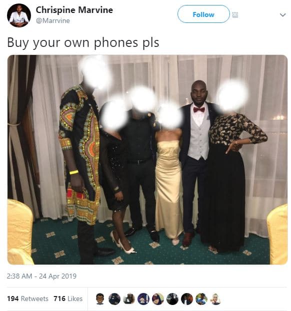 Chrispine marvine marrvine follow buy your own phones pls 2.38 am 24 apr 194 ret