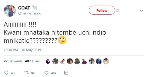 Goat herine_lando follow aiiiiiiiiiii kwani mnataka nitembe uchi ndio mnikatie??