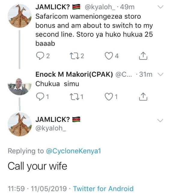 Jamlick? kyaloh 49m safaricom wameniongezea storo bonus and am about to switch t