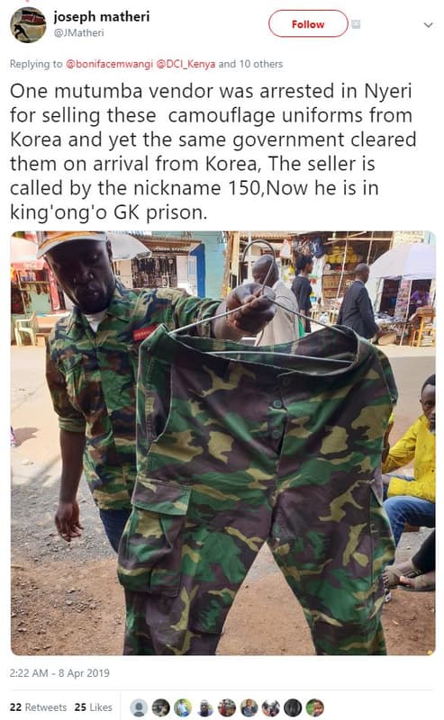 Joseph matheri jmatheri follow replying to bonifacemwangi dci_kenya and 10 other