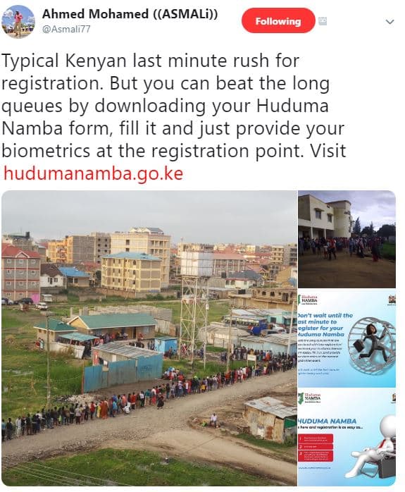 Ahmed mohamed asmali asmali77 following typical kenyan last minute rush for regi